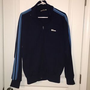 Vintage retro Blue Wilson warm up tennis jacket-L Alex De Minaur